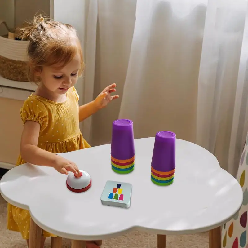 Juego de tazas apilables educativos para niños, juguetes apilables, juegos de tazas rápidas, juguetes de aprendizaje portátiles para habilidades motoras finas, mano-ojo