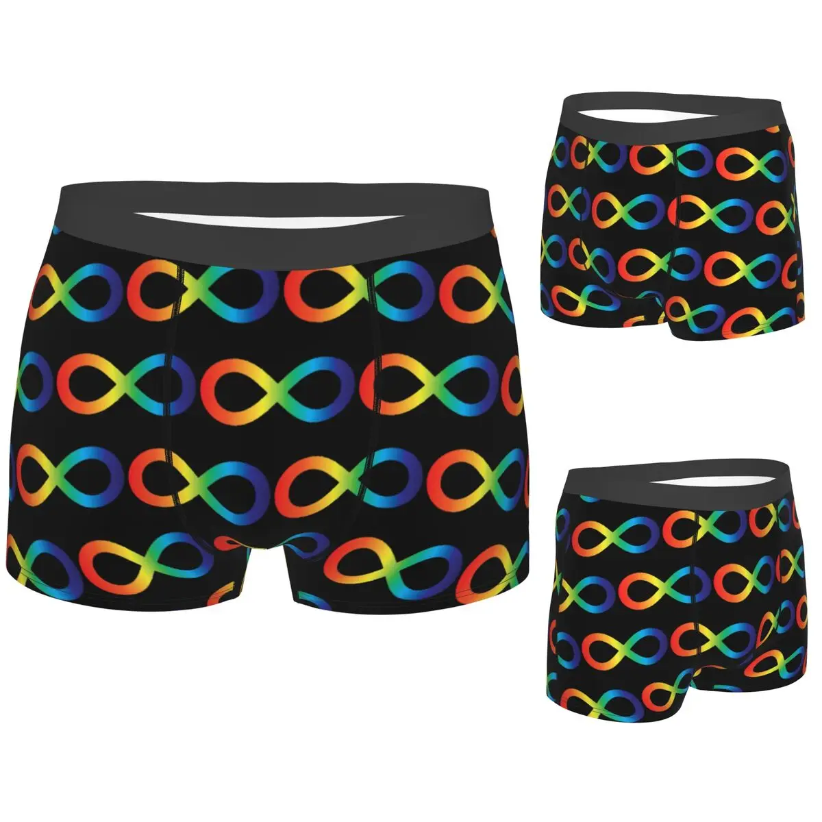 

Boxer Underpants Shorts Rainbow Infinity Symbol Autism Acceptance Embrace Neurodiversity Awareness Panties Breathable Underwear