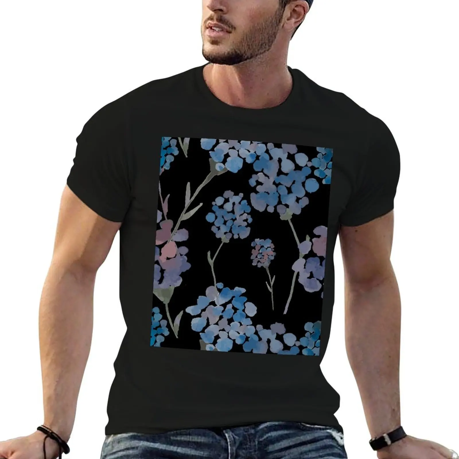 

Glorious Garden Flowers on Black T-Shirt man t shirt heavy cotton t shirts with prints T-Shirt