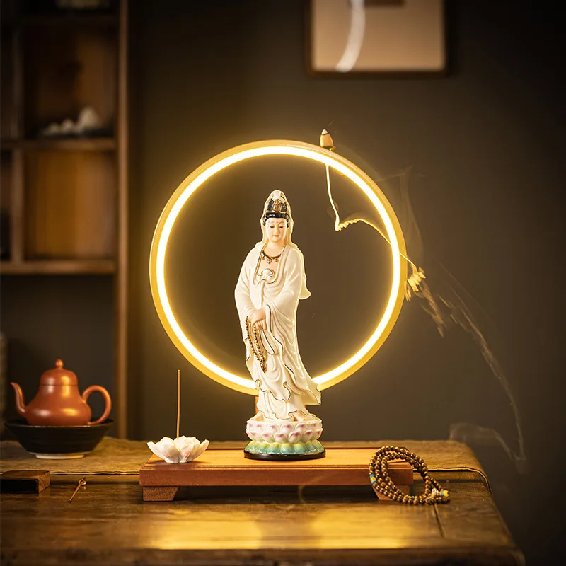 12-Inch ceramic Nanhai Guanyin Bodhisattva Buddha statue ornament standing like Guanyin Bodhisattva Dehua white porcelain home