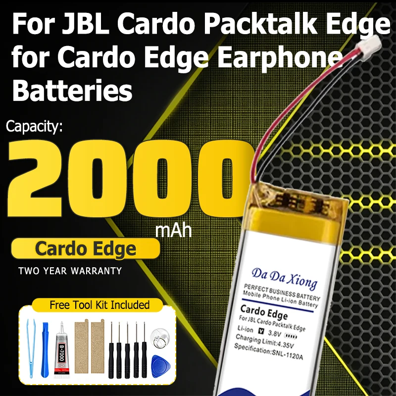 2000mAh Motorcycle Bluetooth Headset Battery for JBL Cardo Packtalk Edge for Cardo Edge Earphone Batteries