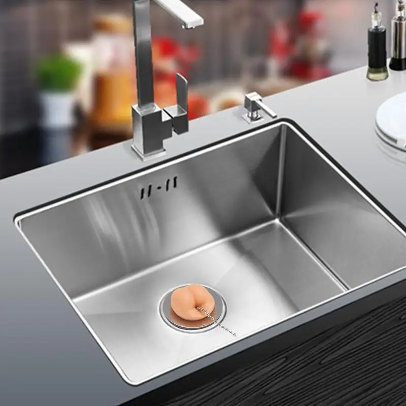 Waschbecken Abflussstopfen Butt Sink Abflussstopfen mit Edelstahl Perlenkette Silikon Küchenspüle Stopfen Werkzeug 3,5 cm/1,38 Zoll