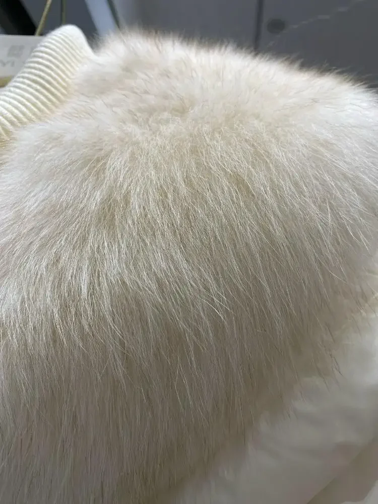 2025 Winter Women's Fox Fur Down Jacket Commuting Loose Warm Jacket