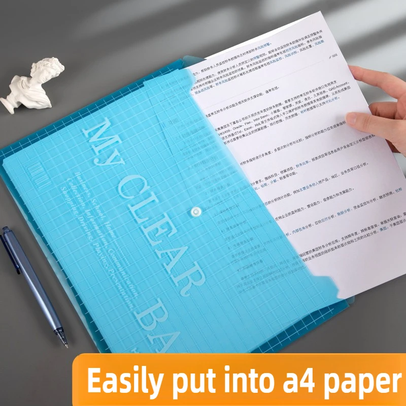 100/5 PCS A4 투명 파일 가방 플라스틱 문서 파일링 보관 가방 파일 폴더 정보 포켓 폴더 편지지