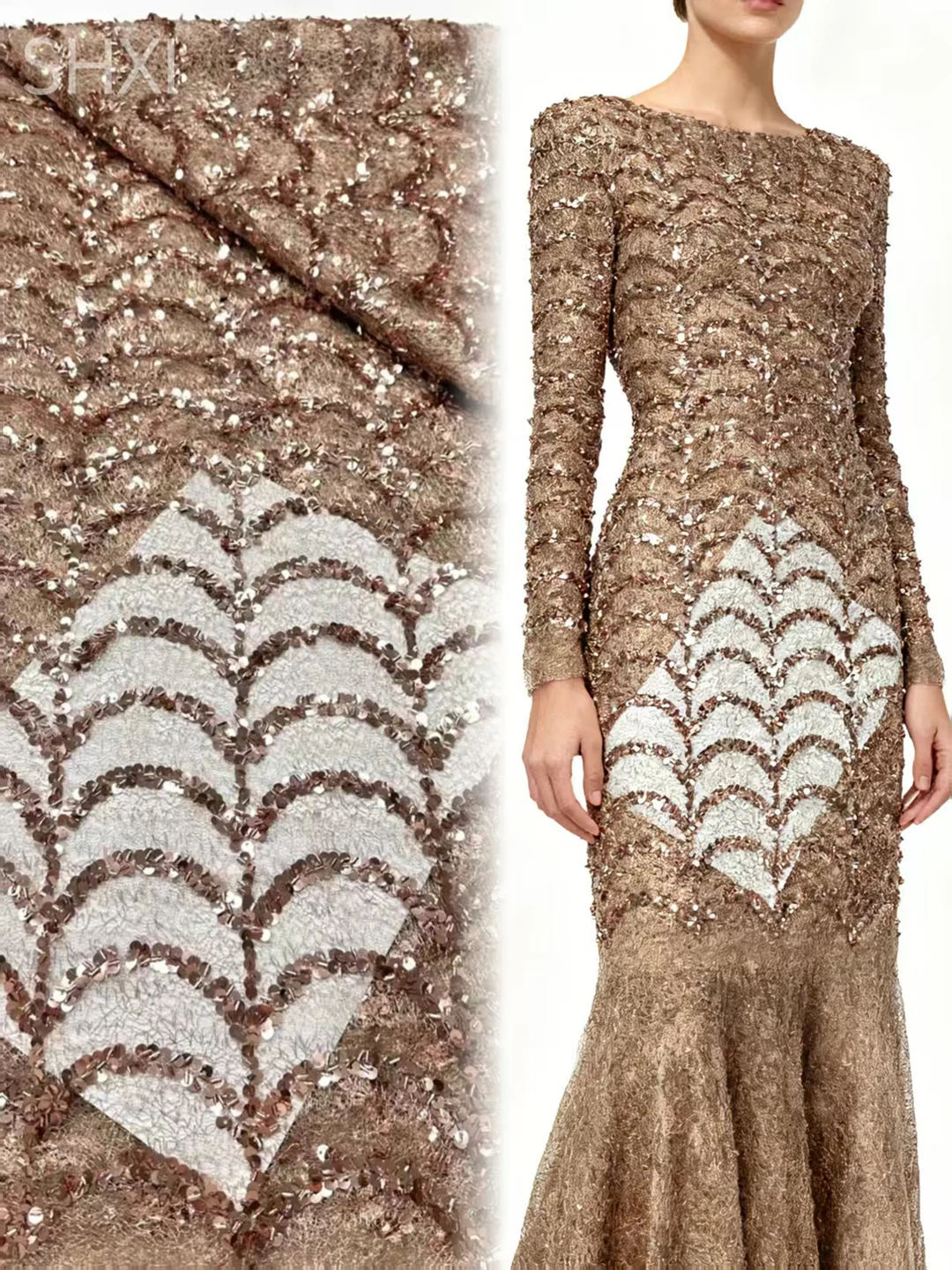 

Hot Sale Featured Fashion Design Africa Nigerian Creative Pattern Sequins Precious French Beads Tulle Lace For Women Party Dress