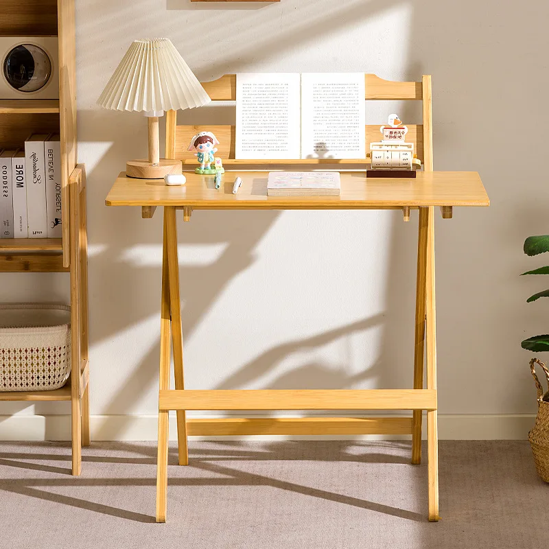

Solid wood folding desk Student household computer desk Bedroom free installation Bedside study Small table Simple desk