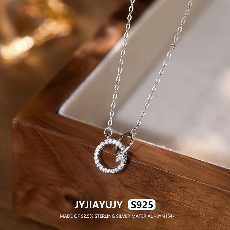

JYJIAYUJY 100% Whole Original Sterling Silver S925 45CM Necklace Chain Moebius Strip Zircon Fashion Woman Jewelry Gift JYN154
