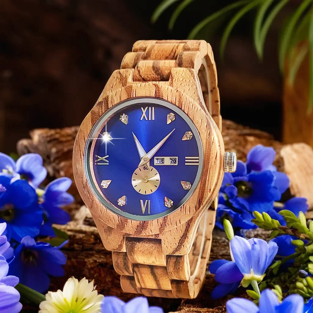 Ladies Quartz Wristwatches Women's  Watches Wrist Luxury Fashion Luminous Date Week Clock Wooden Watch Gift montre en bois femme