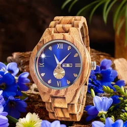 Ladies Quartz Wristwatches Women's  Watches Wrist Luxury Fashion Luminous Date Week Clock Wooden Watch Gift montre en bois femme