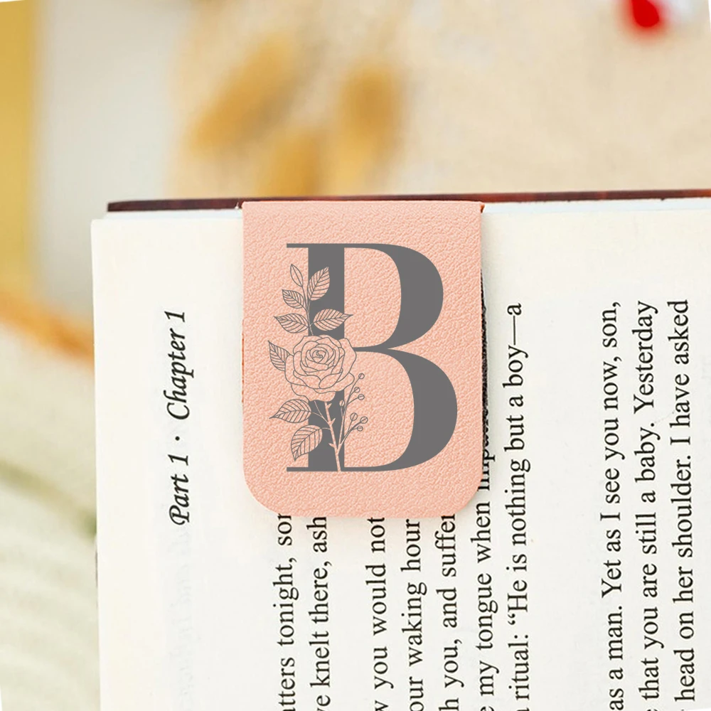 قطعة واحدة من الإشارة المرجعية الرائعة مع حروف الزهور، إشارة مرجعية بأحرف الزهور الجلدية، إشارة مرجعية مغناطيسية مفيدة #3