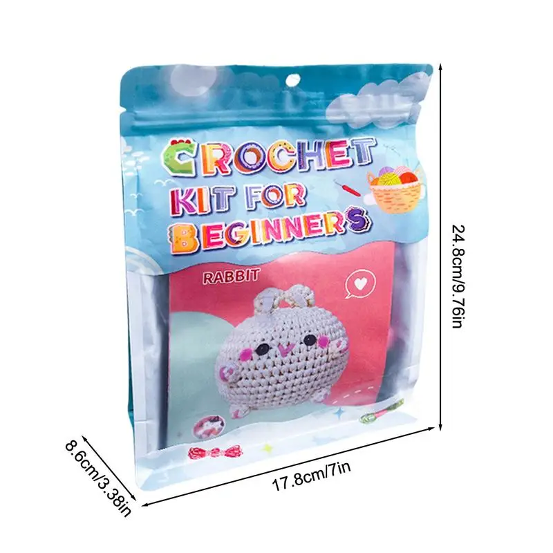 Rabbit Crochet Kit Cute Rabbit Crochet Craft Complete Kit Instructions Attached Collectible Doll Toy Crochet Rabbit For Nursery