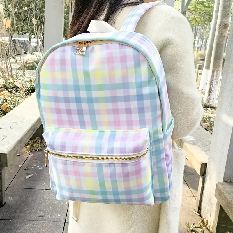 New Large Size Rainbow Plaid Fanny Pack Chest Pack Toiletry Storage Pouch Grid Outdoor Fanny Pack Travel Wash Cosmetic Bag Gift