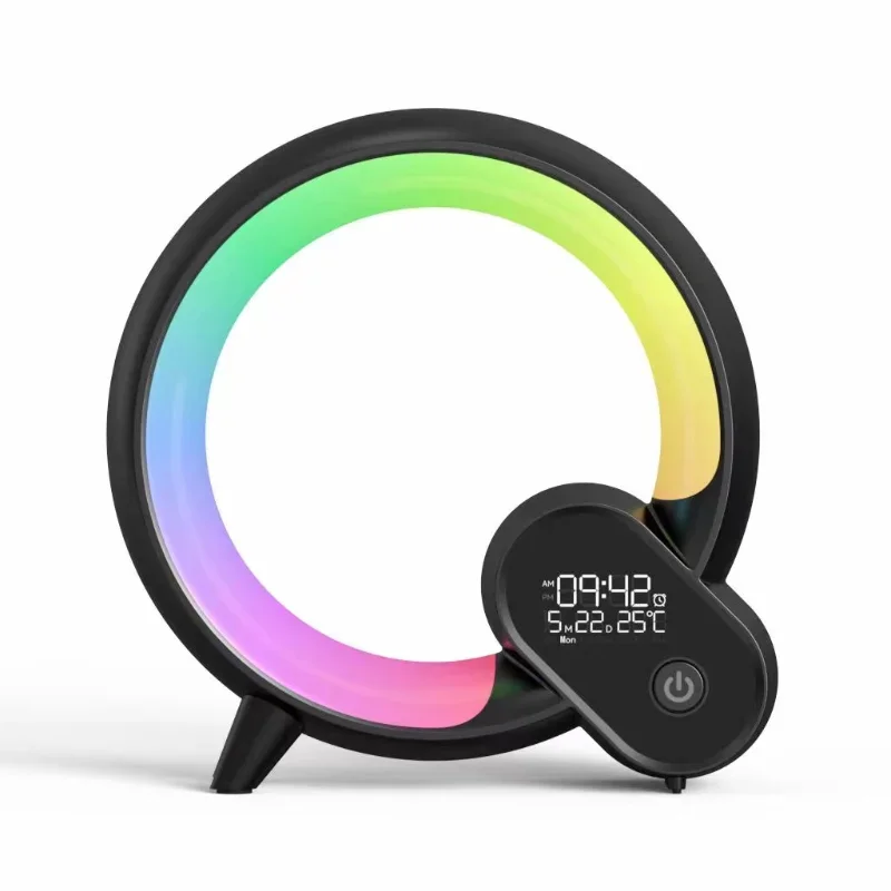 

2023 New Customizable Portable LED Glowing Smart Wireless Speaker with Alarm Clock Night Light