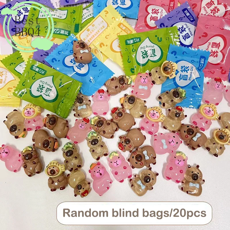 (BBQ4)20pcs Capybara Random Pack Animals Model Mini Kapibare Action Figures Figurine Home Decoration Kids Gift