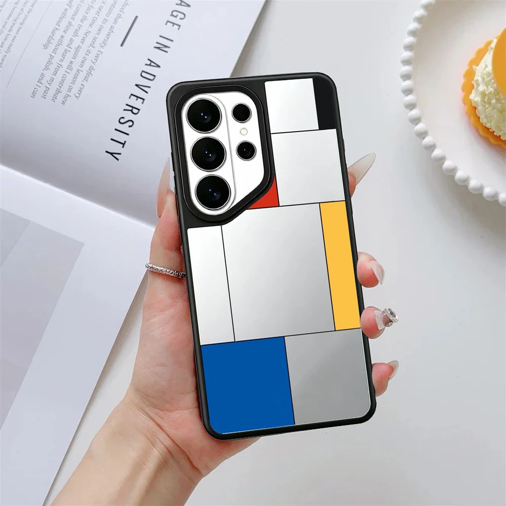 Colorful Grid Splicing Mirror Magnetic Phone Cover for Samsung Galaxy S23 S24 S25 S26 Ultra S26+ Plus Case