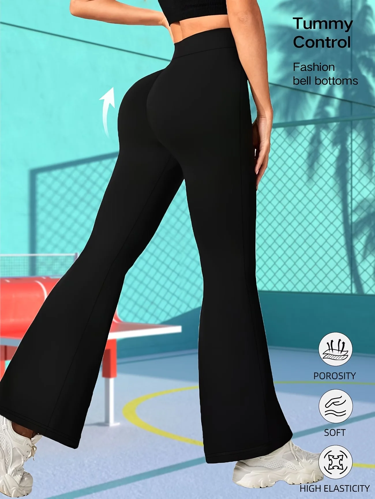 Pantalon évasé doublé en polaire d'hiver, taille haute, chaud, extensible, jambes larges, double doublure, confortable, thermique, leggings grande taille