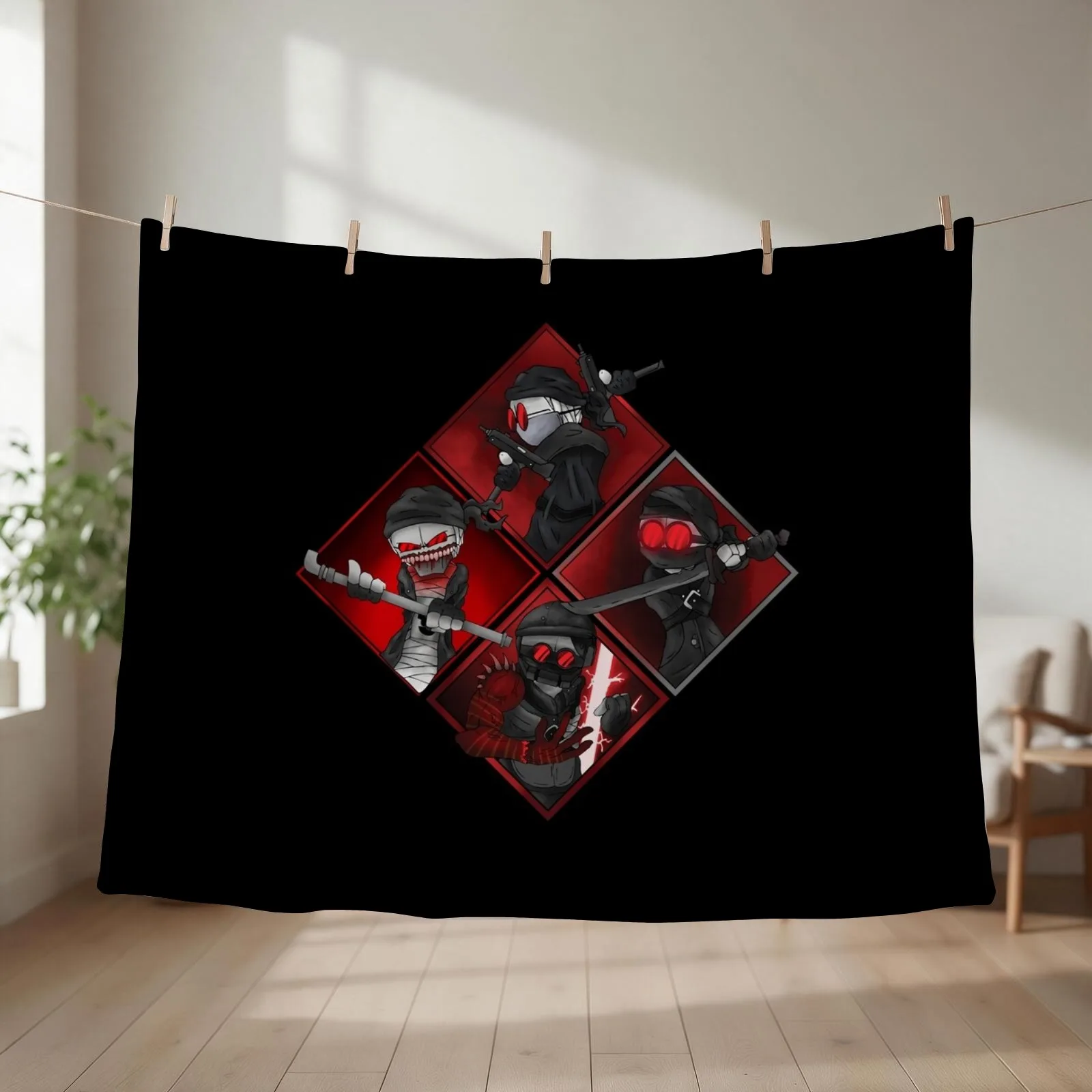 Madness combat 4 Hank j wimbleton art Throw Blanket couch cozy soft plush fuzzy picnic outdoor blanket