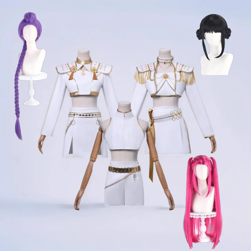 

Huntrix Cosplay Costume KPop Demon Hunters What It Sounds Like Mira Rumi Zoey Uniform with Wig Halloween Party Dress Up Outfits