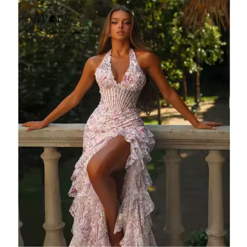 Avery Custom Flower Embroidery A-line Side Slits Luxury Dresses 2026 Long Elegant Woman Party Dress Chic Wedding Evening Dress