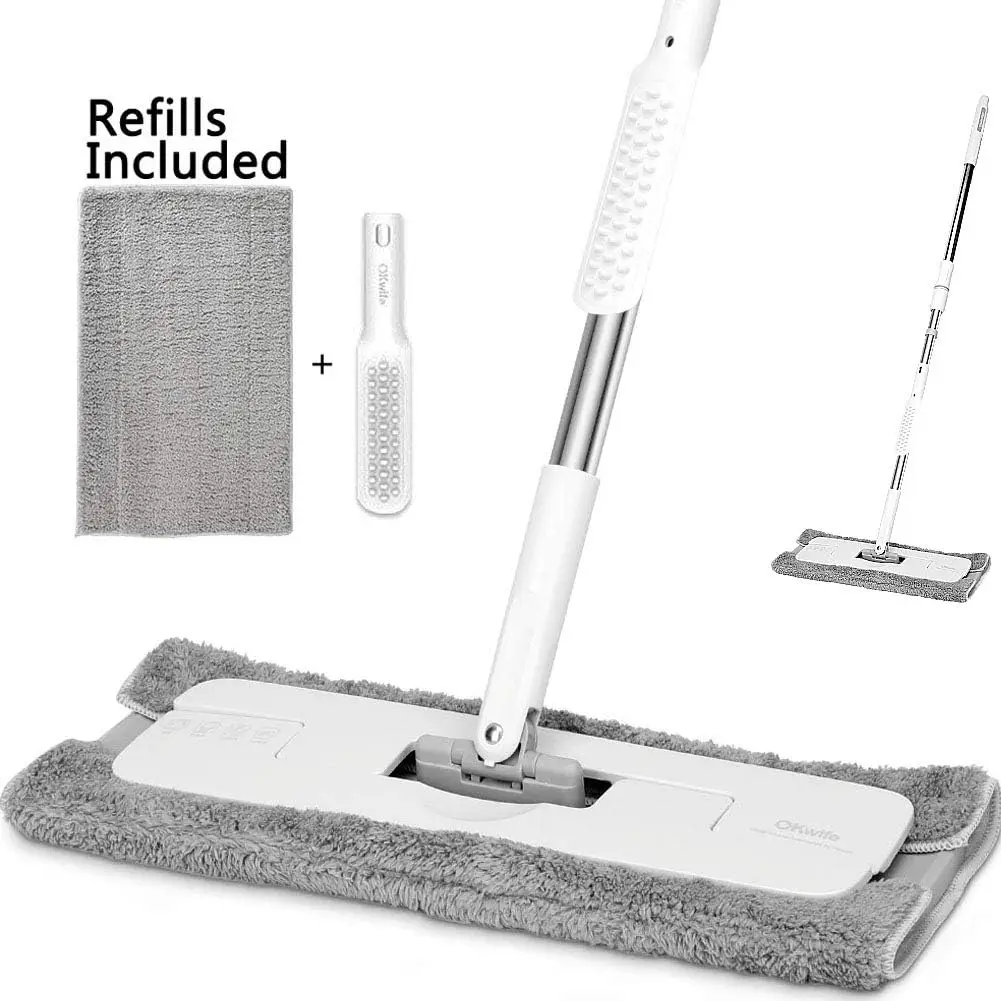 Microfiber Mop Wood Floor Mop for Hardwood, Laminate, Tile Floor Cleaning, Wet Dust Mops with Adjustable 54.4 Inch Long Handle