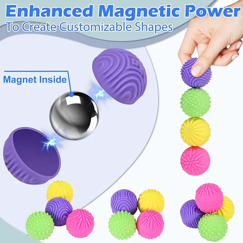 Silicone Magnetic Balls Fidget Toy Kid Autism Calming Sensory Fidgeting Toy Adults Stress Relief Worry Balls Fingertip Activity