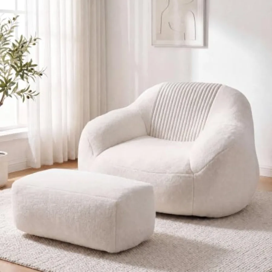 Bean Bags Chair for indoor use, made of premium polyester fabric in gray, ultra-soft and ergonomic with high-density foam filli