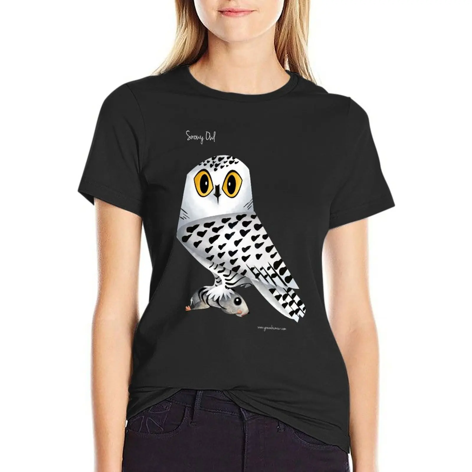 Snowy Owl with Lemming T-Shirt tops tees Aesthetic clothing cute tops woman t shirt