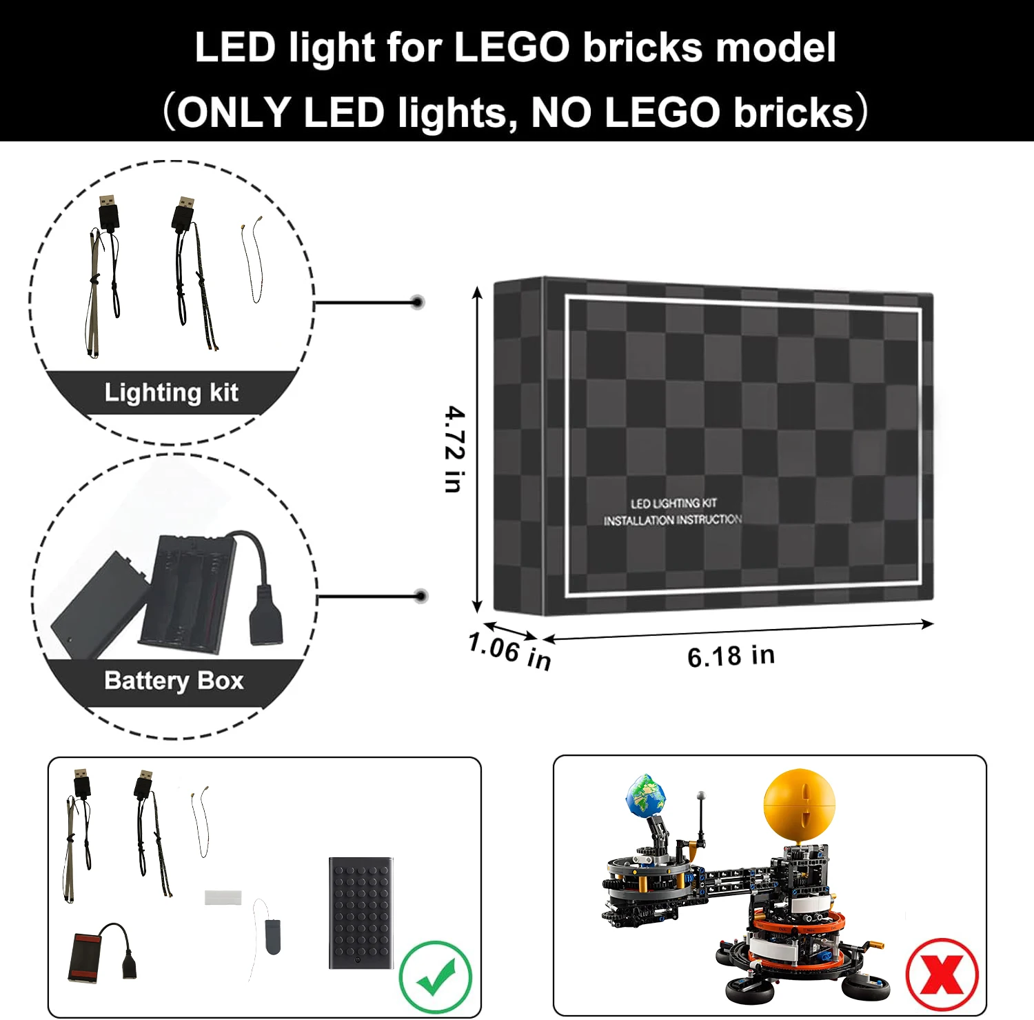 Hprosper 5V Led-Verlichting (Geen Model) Voor Lego 42179 Technic Planeet Aarde En Maan In Een Baan Om Uw Bouwstenen Verlichten