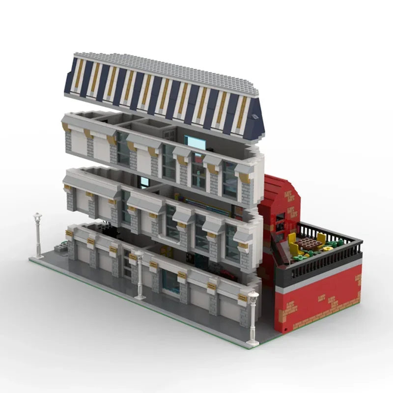 Moc Building Blocks Big Modular House with Multiple Shops & Apartments Model Technology Bricks DIY Assembly Toys Holiday Gifts