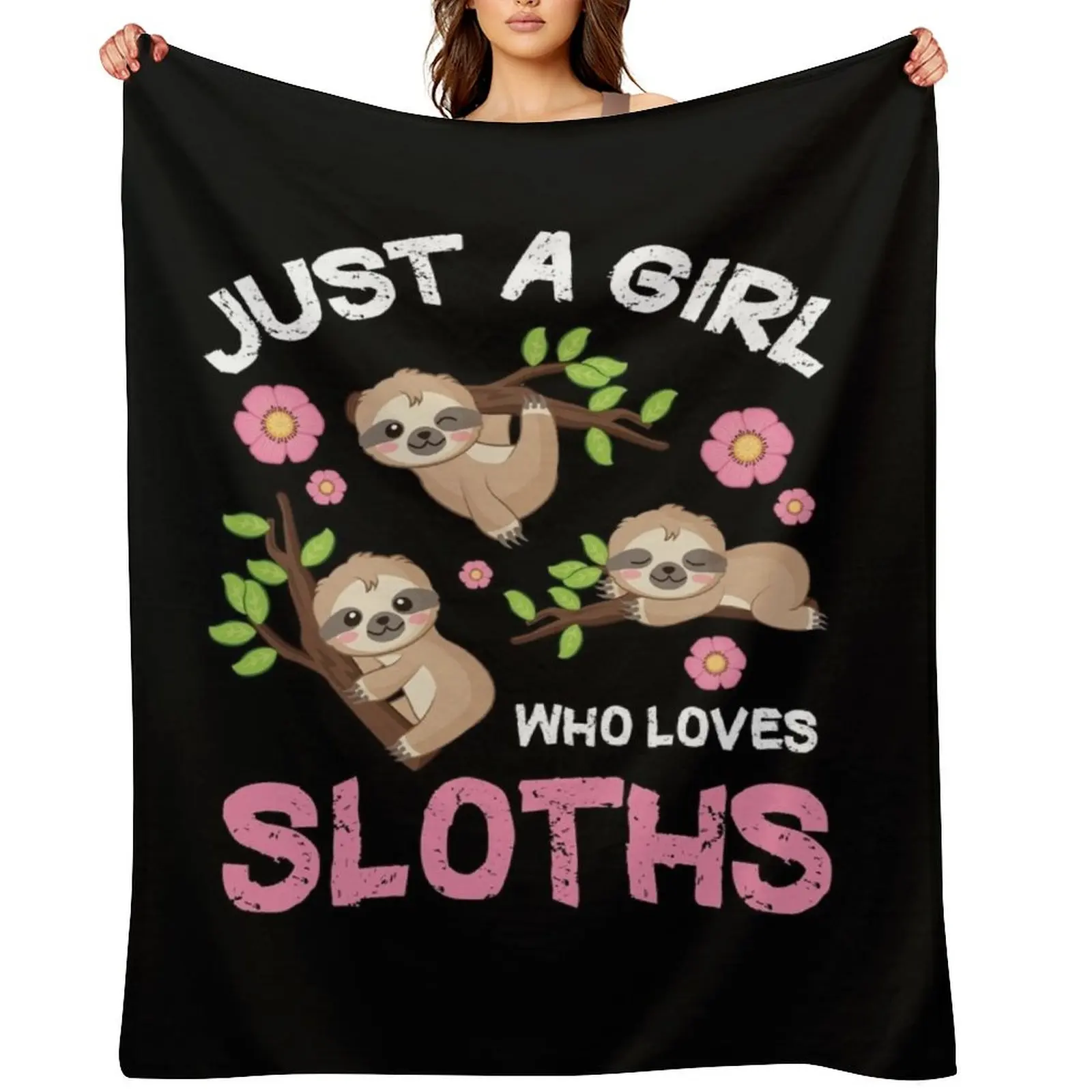 

Just A Girl Who Loves Sloths Set | Funny And Cute Sloth Throw Blanket Moving Camping Single Summer Blankets