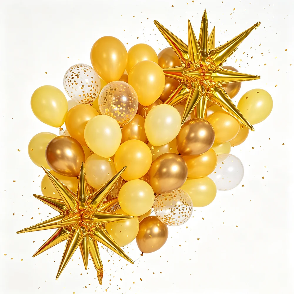 Gold Ballon-Girlanden-Set Sternförmige Folienballons Konfetti-Ballons für Geburtstag Hochzeit Jubiläum Abschlussfeier Dekoration S – Detail 3