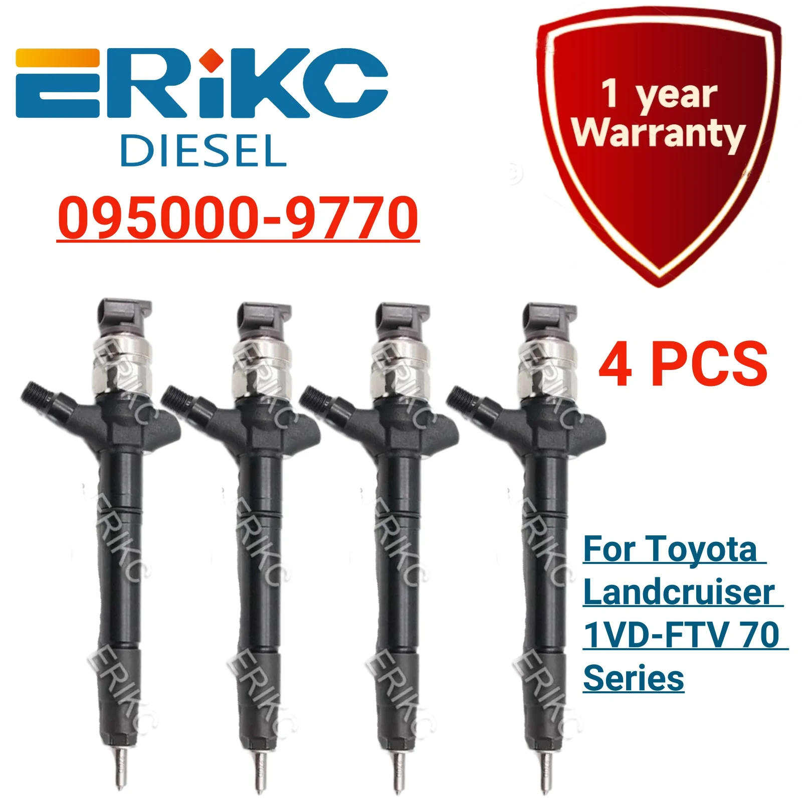 Fuel Injector 095000-9770 Diesel Injector 23670-59018 Fuel Injector Assembly Jet for Toyota Landcruiser 1VD-FTV 70 Series