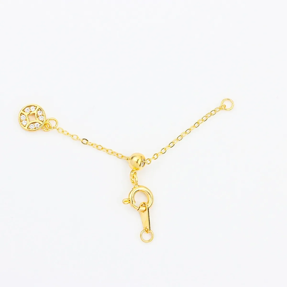 18K مطلي الذهب الحقيقي قابل للتعديل سحب سستة النمط الصيني النحاس عملة قلادة التشطيب العالمي DIY بها بنفسك مجوهرات اكسسوارات #6