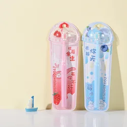Couple Style Portable Toothbrush Set Cute Strawberry Blueberry Printed Oral Care Travel Kit