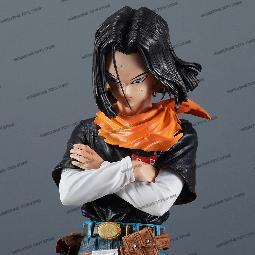 Dragon Ball Z Anime Figure Black Pearl Android 17 Figure Android 17 Replaceable Half-Body Figure Statue Collectible Model Gifts