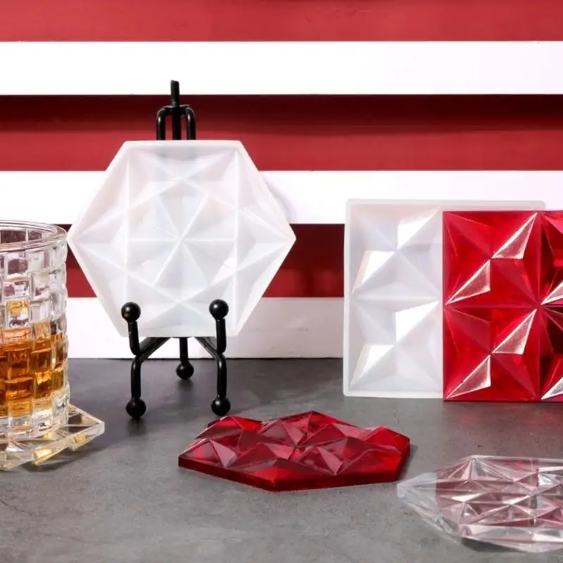 Resin Mirror Molds Gemeotric Storage Tray Mold Silicone Agate Mold