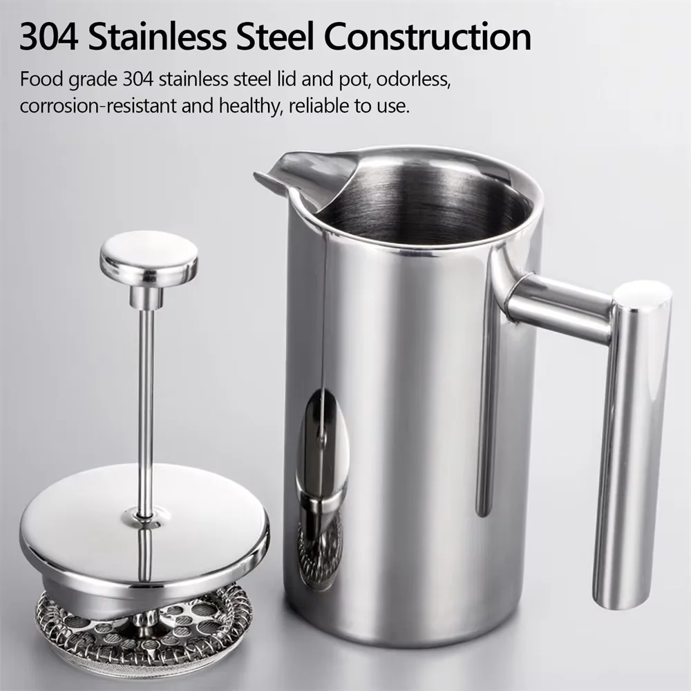 Coffee Maker Pot French Press Coffee Maker Stainless Steel Double Walled Insulated Coffee Maker Pot 350ml/800ml/1000ml