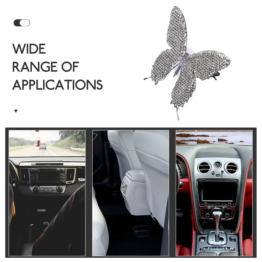 

2pcs Car Air Vent Clips Rhinestone Butterfly Aromatherapy Fragrance Diffuser Long Scent Dashboard Decor Car Perfume Accessories