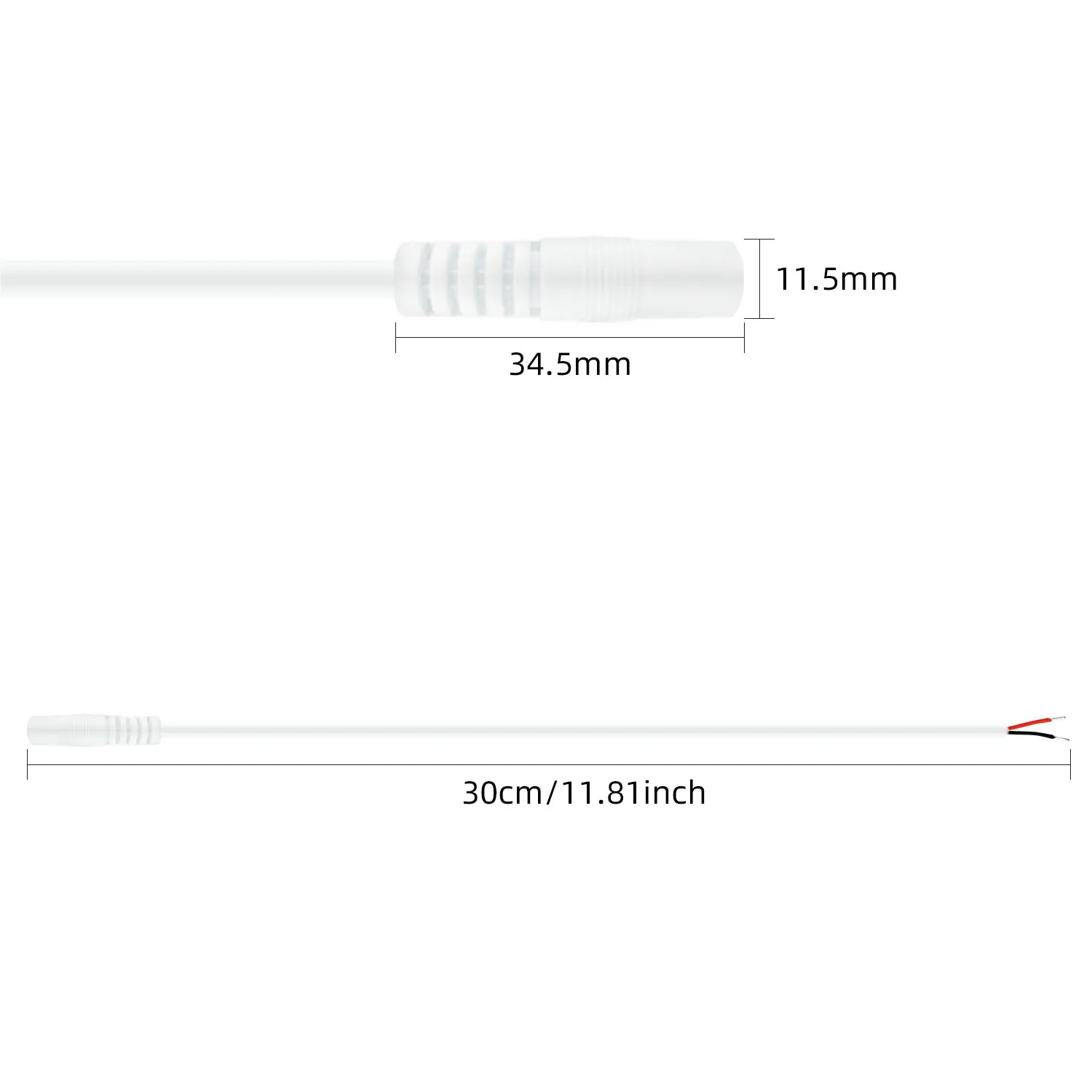 18AWG DC Extension Cord 12V/24V Universal DC5.5×2.1mm10A High Current Power Cord Security Equipment LED Light Strip Camera Cable