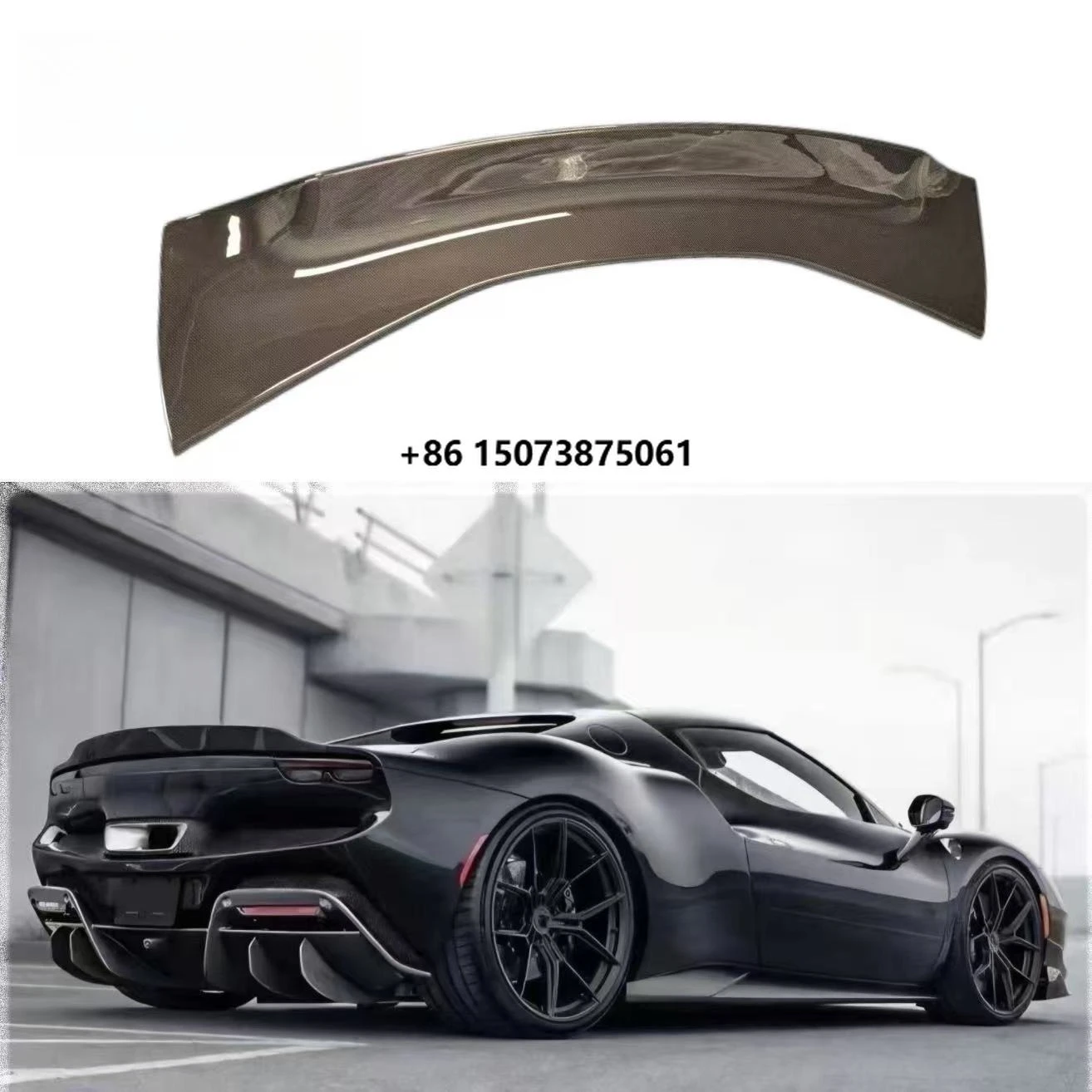 RISION For 296 GTB GTS Dry Carbon Fiber Body Kit 296 GTB GTS RYFT Anterior Lip Diffuser Spoiler Side Skirt tail ring