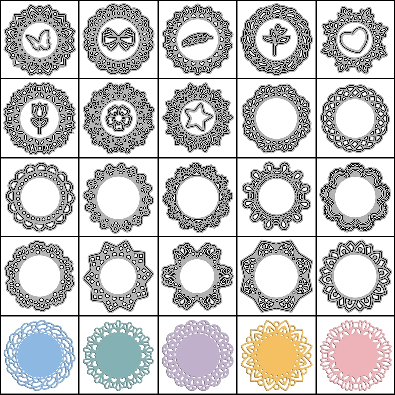 20 Styles Can Choose Doily Circle Metal Cutting Dies Stencils for DIY Scrapbooking Album Decorative DIY Paper Cards Making Craft