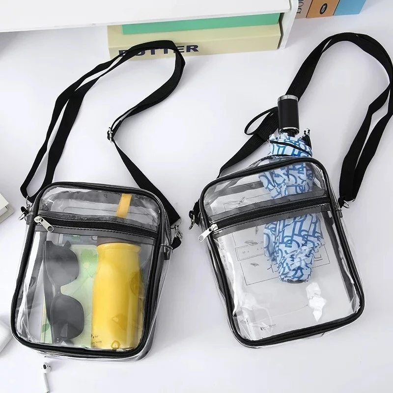 2026 New Minimalism Square Shoulder Bag PVC Transparent Purse Sports Crossbody Bag with Front Pocket Waterproof Casual Handbag