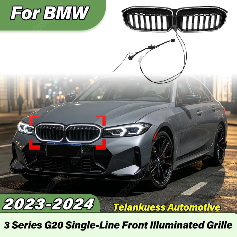 For BMW 3 Series G20 2023 2024 Car Front Bumper Air Intake Grille Sports Racing Radiator Protective Cover Body Modification Kit
