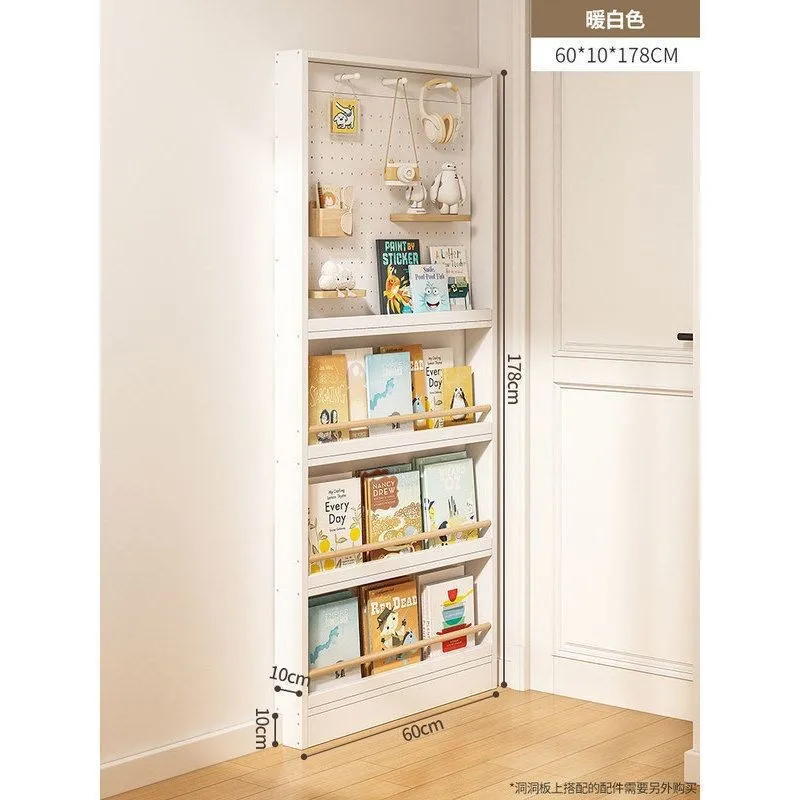 

Storage rack Solid wood hole board Shelf Narrow slit door Small apartment bookshelf Thin cabinet Wall hanging Multi-layer pictur