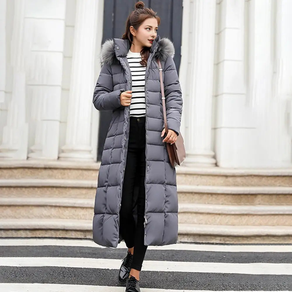 Long Down Cotton Parkas Coat Female New Winter Over Knee Loose Large Fur Collar Hooded Warm Thick Parkas Women Padded Overcoat