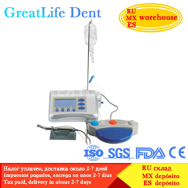 GreatLife Dent Implant Motor Brushless Drill Dental Implant Motor System with 20:1 Reduction Contra Angle Handpiece