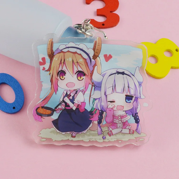 1pcs Anime Kobayashi's Dragon Maid  Kobayashi Kobayashi san Chi no Maid Dragon Kanna Kamui Cute Portachiavi Keychain Keyring