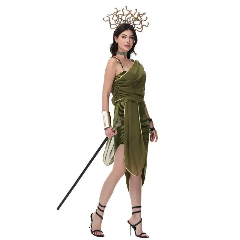 Halloween Medusa Rollenspel Outfit Bar Par Nachtclub Slangharige Heks Cosplay Traditioneel dameskostuum Toneelkostuum