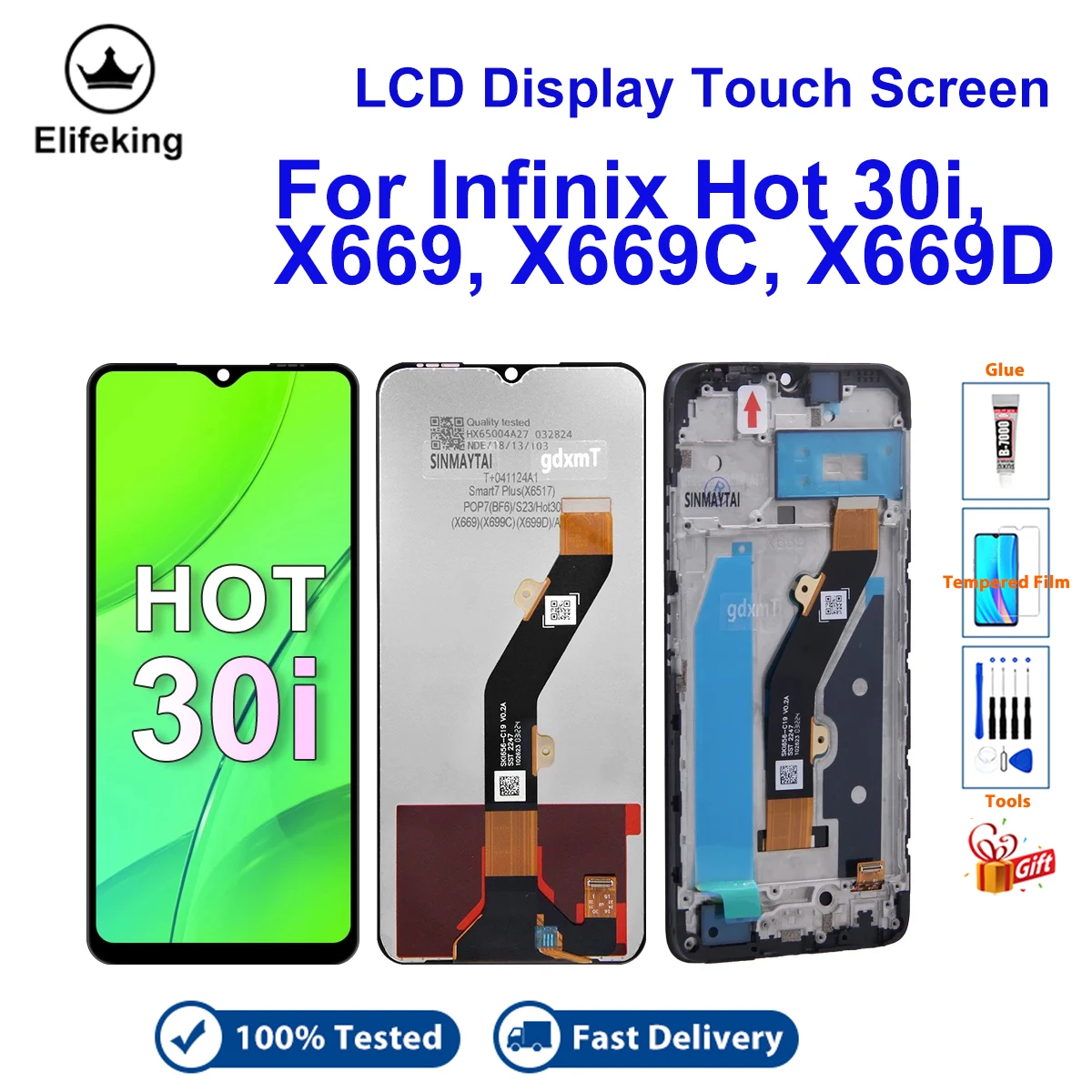 

Сенсорный ЖК-дисплей для Infinix Hot 30i X669 X669C, дисплей для Hot30i NFC X669D, дигитайзер в сборе, замена с бесплатными инструментами