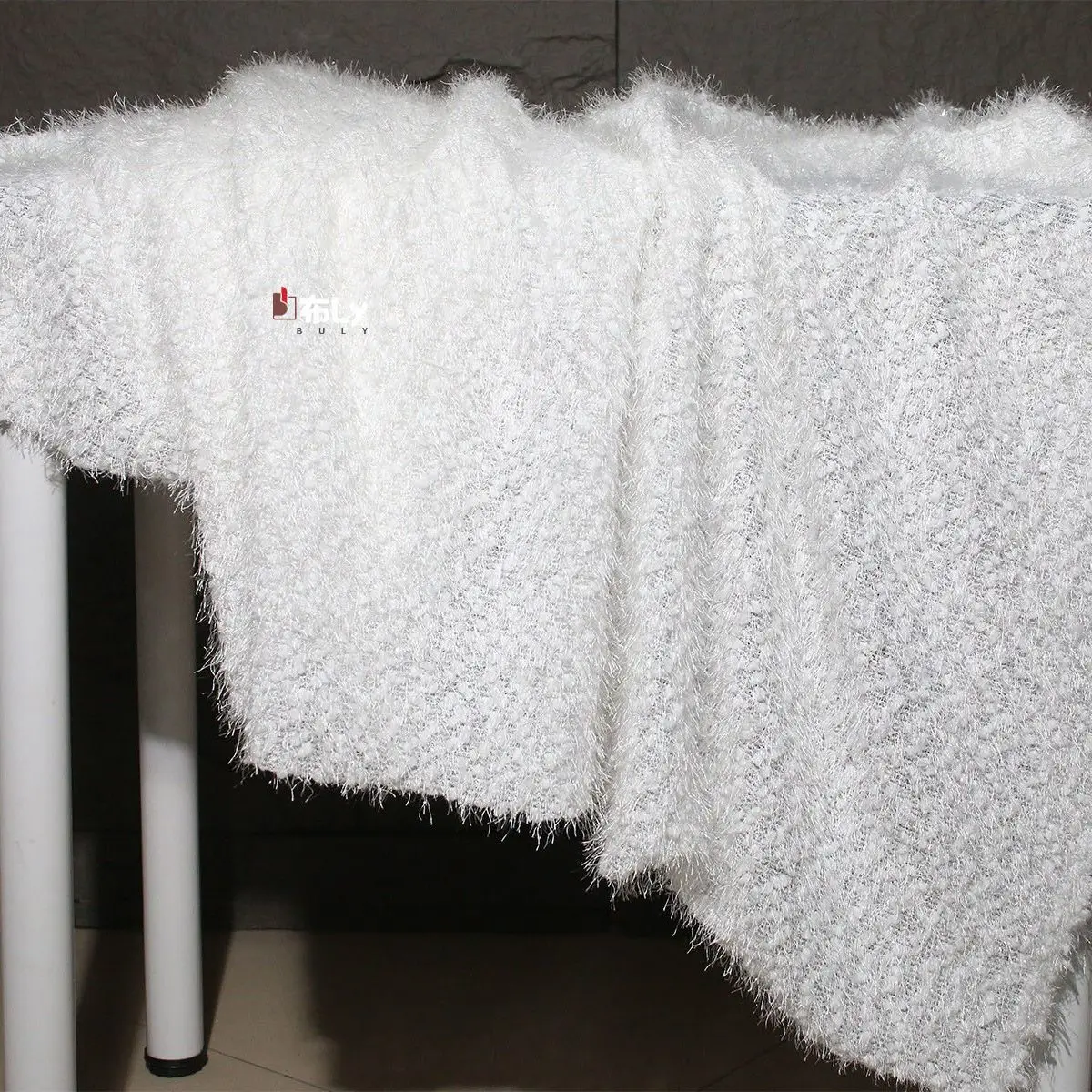 White Barley Texture Tassel Fabric Thick Designer Fabric For Sweater Hoodie